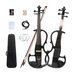 Black electric viola of 16 inches with ebony fittings case and bow for practice