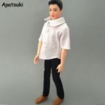 Boy Doll Clothes Outfits For Ken Doll White Shirt & Black Trousers Pants Clothes
