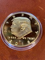Donald Trump gold Colour Coin 45th President 2018 40mm Diameter in case