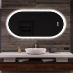 Oval Bathroom LED Mirror Anti-fog Bright Bathroom Makeup Clean Elliptical Mirror
