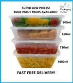 Plastic Food Containers & lids Takeaway Microwave Freezer Safe Storage Boxes