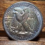 1944 S Walking Liberty Half Dollar Low Mintage Rainbow Blueberry Toner