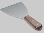 Food Safe Stainless Steel Griddle Scraper with Wooden Handle- 4" wide Blade  