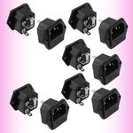 10 x IEC C14 Male Power Inlet Panel Socket Black AC 250V 10A w Fuse Holder