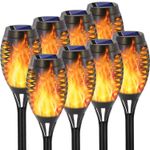 Flickering Flame Effect Solar Torch Lights LED Outdoor Garden Path Stake Lamp