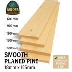 Solid Timber Pine Board 18mm Thick 165mm Wide Smooth Planed Square Edge Wood