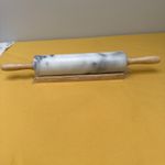 Marble Rolling Pin with Wooden Handles, Roller for Cooking, Baking with Stand