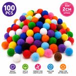 100pcs Colourful Pom Poms Art Craft Balls for Kids DIY Art & Decorations 2 cm UK