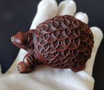 2.4-in Vintage Japanese Netsuke Boxwood Carved turtle Statue Home Decoration