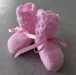 New  Hand Knitted  Baby Bootees /Booties  in Baby Pink  - 0-3 MONTHS