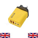 4-Port Phone Charger Plug UK Fast USB Quick Charge Type C PD 120W iPhone Samsung