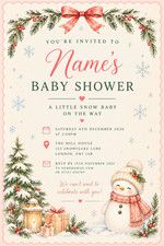 Personalised Winter Snow Baby Shower Invitation