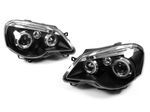 LED Angel Eyes Headlights For VW Polo 9N 9N3 In Black 05-09
