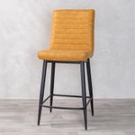 YELLOW BAR STOOL FAUX LEATHER RIBBED RESTAURANT STOOL BAR STOOL COUNTER STOOL