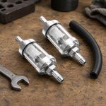 2Pcs 8mm Motorcycle Universal Washable Chrome Glass Fuel Petrol Inline Filter
