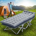 Adults Folding Sleeping Cot Guest Bed Outdoor Portable Camping Cot w/ Mat & Bag