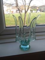  Freeform Style Hand Blown Stretched Six Finger Art Glass Candle Holder