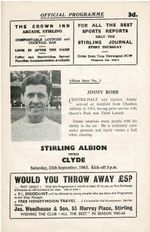Stirling Albion v Clyde 25th September 1965 Scottish League Division 1