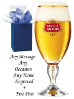 Personalised Engraved Branded pint Stella Artois Chalice Birthday Dad, Official