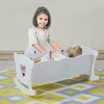 Doll Cradle Crib Cot Wooden Dolls Bed with Pillow & Mattress for 18-20 Inch Doll