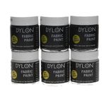 Dylon Fabric Paint 25ml 3 x Black and 3 x White Total 6 Pots Clothing Paint