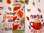 3 x 100% Cotton Tea Towels.  Autumn Leaves & Lattes  Country Club.
