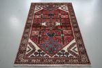 Vintage Handmade Wool Oriental Rug Red Geometric Design Carpet 162 X 108 Cm