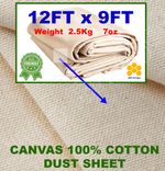Heavy Duty Premium Quality Cotton Canvas Dust Sheets -12ft x 9ft