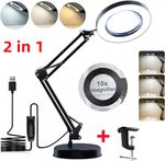 Beauty Glass With Magnifying Light Magnifier Lamp Clamp LED Lamp Desk 10X Twagok