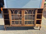 edwardian style mahogany two doors glazed bookcase with three interal shelves 85