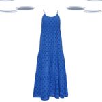 Ex Women’s Petite Size Broderie Strap Maxi Dress in Blue (Defect)