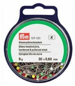 Prym Glass Headed Pins Quilting Sewing Fabric Material 30mm x 9g Tub - 029620