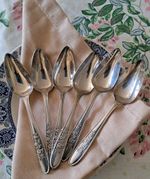 Monogram Shffield 6 X Grapefruit Spoons, Tea Spoons Original Box EPNS