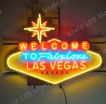 Welcome To Fabulous Las  Vegas Nevada 24"x19" Vivid LED Neon Sign With Dimmer