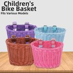 Hand Woven Bicycle Basket Front Bike Basket Plastic Wicker Kids Cycle All New UK