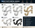 Metal Curtain Rod Rail Brackets Hooks Strong Pole Support Holder 2pcs 28mm