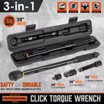 1/4" 1/2" 3/8" Square Drive Torque Wrench 3 in 1 Ratchet 13.6-108.5Nm 10-80Ft-Lb