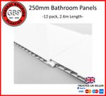 12 pack of White Gloss 250 x 5mm Internal Panel 2.6M PVC Cladding for Bathroom