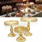 1x 3x Gold Crystal Round Cake Stand Wedding Birthday Xmas Party Cupcake Display