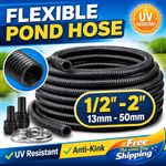 Black Flexible Pond Hose Corrugated Pipe For Filter Pump Tubing Flexi Koi UV