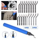 Expert Hole Hand Deburring Tool w/ 10/21Pcs Spare Burr Removal Steel Blades Kit