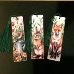 Set of three mini wildlife wooden bookmarks for paperbacks