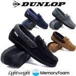 MENS DUNLOP MEMORY FOAM MOCCASINS SLIPPERS LOAFERS SUEDE COSY WINTER SHOES SIZE