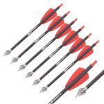7.5" inch Crossbow Bolts EK COBRA R9 2" Red Vanes with 100grain Broadheads Point