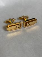 Vintage Givenchy Cufflinks G Logo Gold Tone Rectangle France Style Men's Jewelry