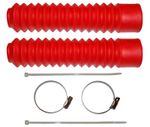 motorcycle front fork gaiters RED - pair of medium size 250 x 32 x 50, 15 rib