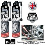 2 x QUICK FIX CAR EMERGENCY FLAT TYRE INFLATE PUNCTURE REPAIR KIT 300ml