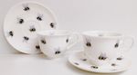 Bees Tea Cups & Saucers Fine Bone China Bumblebee 2 Cups 2 Saucers Decorate UK