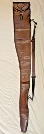 Soft Brown Leather Shotgun Slip 122 cm Long 5 cm Outside Diameter @ Muzzle End