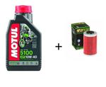 Fits KTM DUKE 125 2017 - 2026 Motul 5100 4T 10W40 4 Stroke Oil With Oil filter
